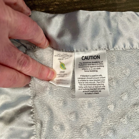 Starting Out one Elephants baby blanket Pink White Gray Minky Dots Satin Trim. - Picture 5 of 6